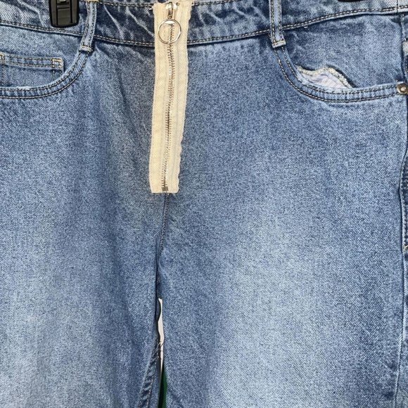 ZARA Trafaluc Denimwear Medium Blue Jeans Frayed Ankle Hem Women’s sz 6 zip VGUC - Picture 4 of 10